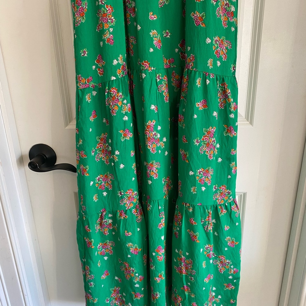 THML Green Floral Smocked Maxi Tiered Sundress - Picture 5 of 12
